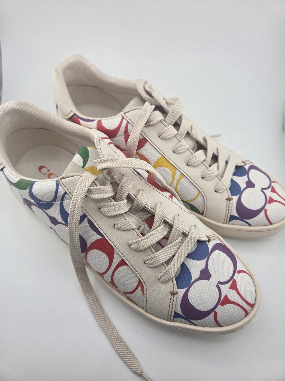 Coach Rainbow Signature Low-Top Sneakers, Womens 7.5